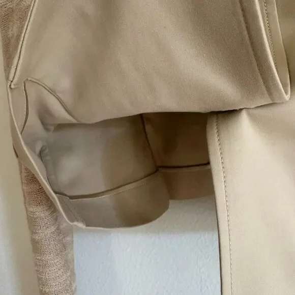 ST. JOHN Knit Sleeve Khaki Cotton Cropped Jacket S Quiet Luxury Academia